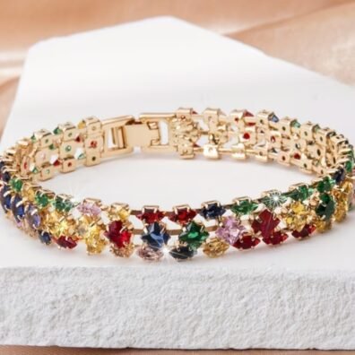 PULSERA CON DIAMANTES DE COLORES